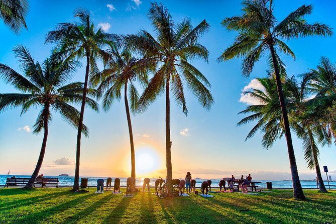 Beach Yoga on Waikiki with Diamondhead Backdrop - The Diamond Head State Monument stop: what it adds