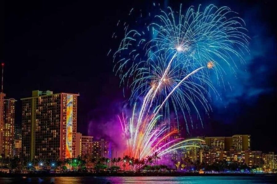 Board from Waikiki Beach: Friday Night Fireworks sail - Where you board: Duke Kahanamoku statue to possible Pier A24