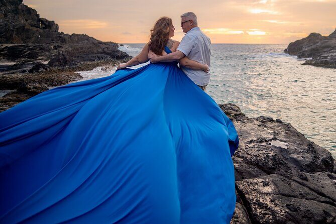 Flying Dress Photoshoot on Oahu - The Walk to Volcanic Rock: Where the Scenery Gets Real
