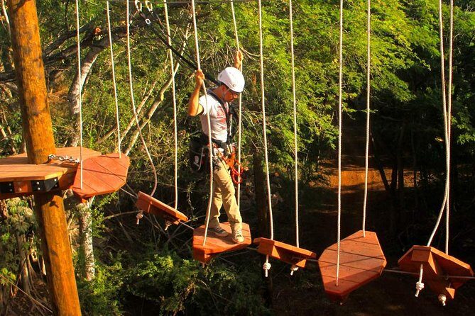 High Ropes Adventure Course at Coral Crater - The 18-element course: what climbing, swinging, and the jump-off really means