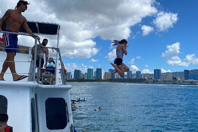 Oahu 5-in-1 Deluxe Cruise: Turtle Snorkeling & Ocean Activities - The water slide, trampoline, and the 20-foot platform jump