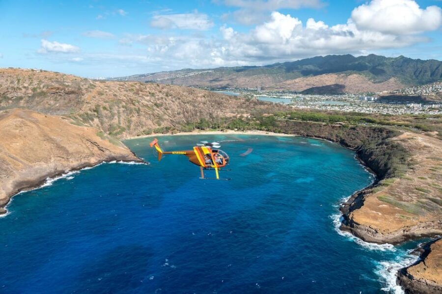 Oahu: Magnum P.I. Doors-Off Helicopter Tour - Pearl Harbor from above: Arizona Memorial and Battleship Missouri
