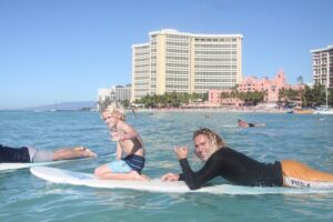 Private Surfing Lessons in Waikiki - The gear setup: surfboard, wax, and sunscreen