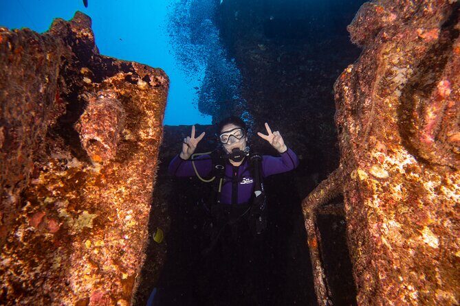 Small-Group Deep Dive in Oahu with Shipwreck and Reef - Stop 1 offshore: the ~100-foot shipwreck plunge