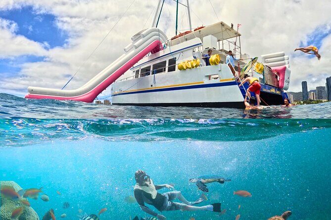 Waikiki Snorkeling & Ocean Waterpark Adventure from Oahu - The Floating Waterpark: Slides, Jumping, and Mat Time